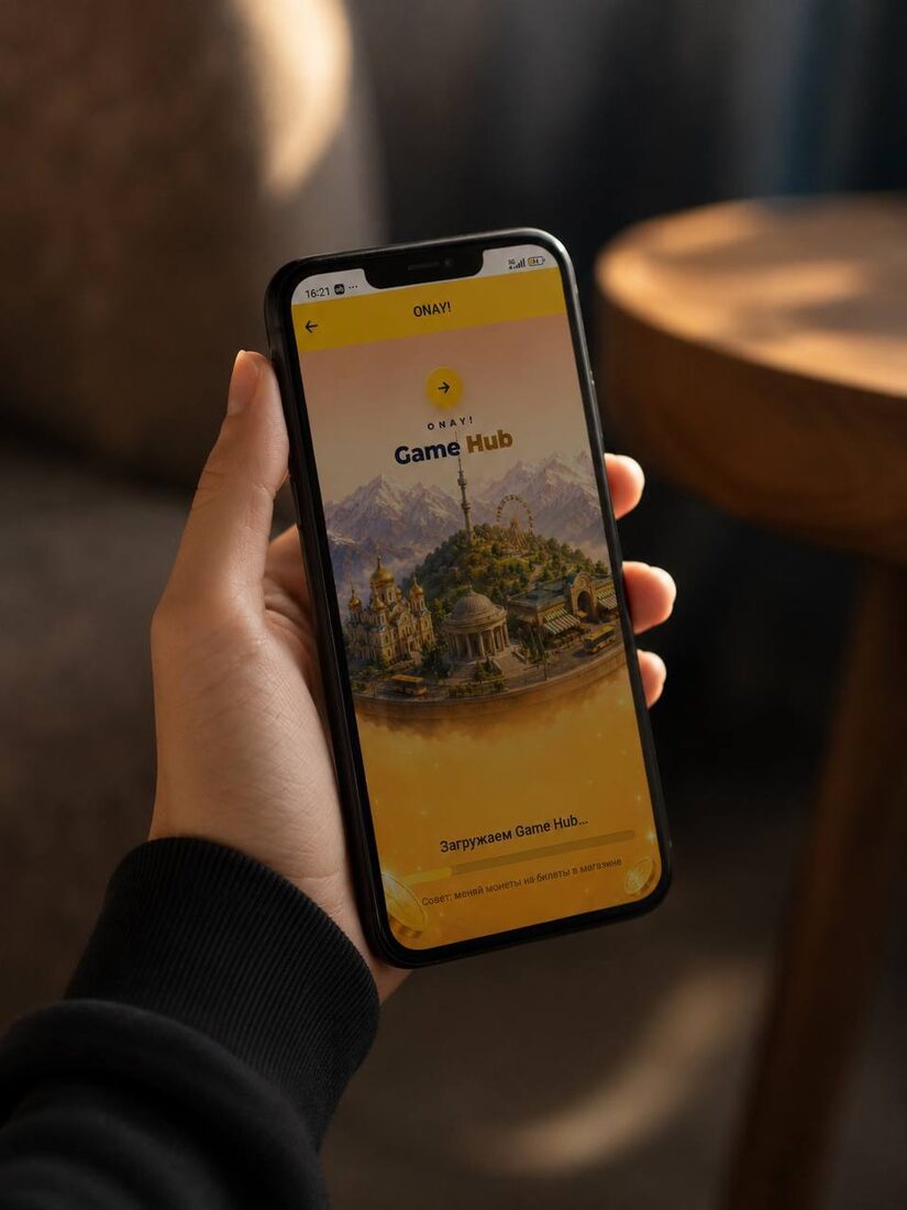 Приложение ONAY! Game Hub на смартфоне
